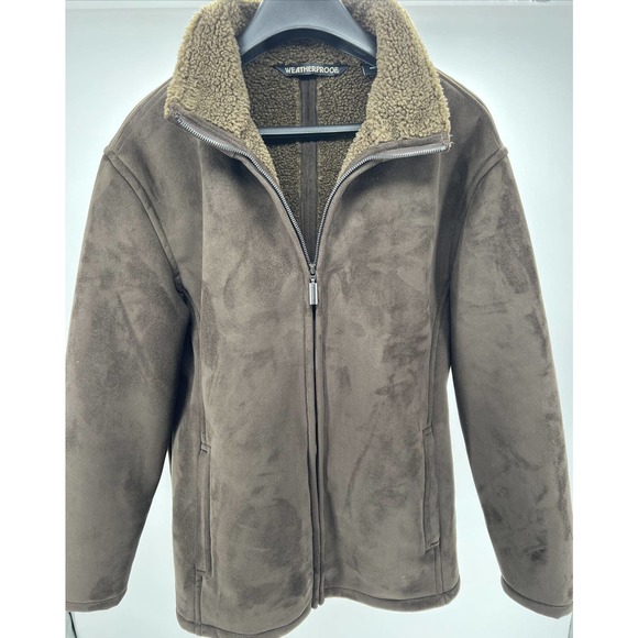 Weatherproof Other - Weatherproof Jacket Synthetic Suede Sherpa Lined Brown Full Zip Pockets Size M